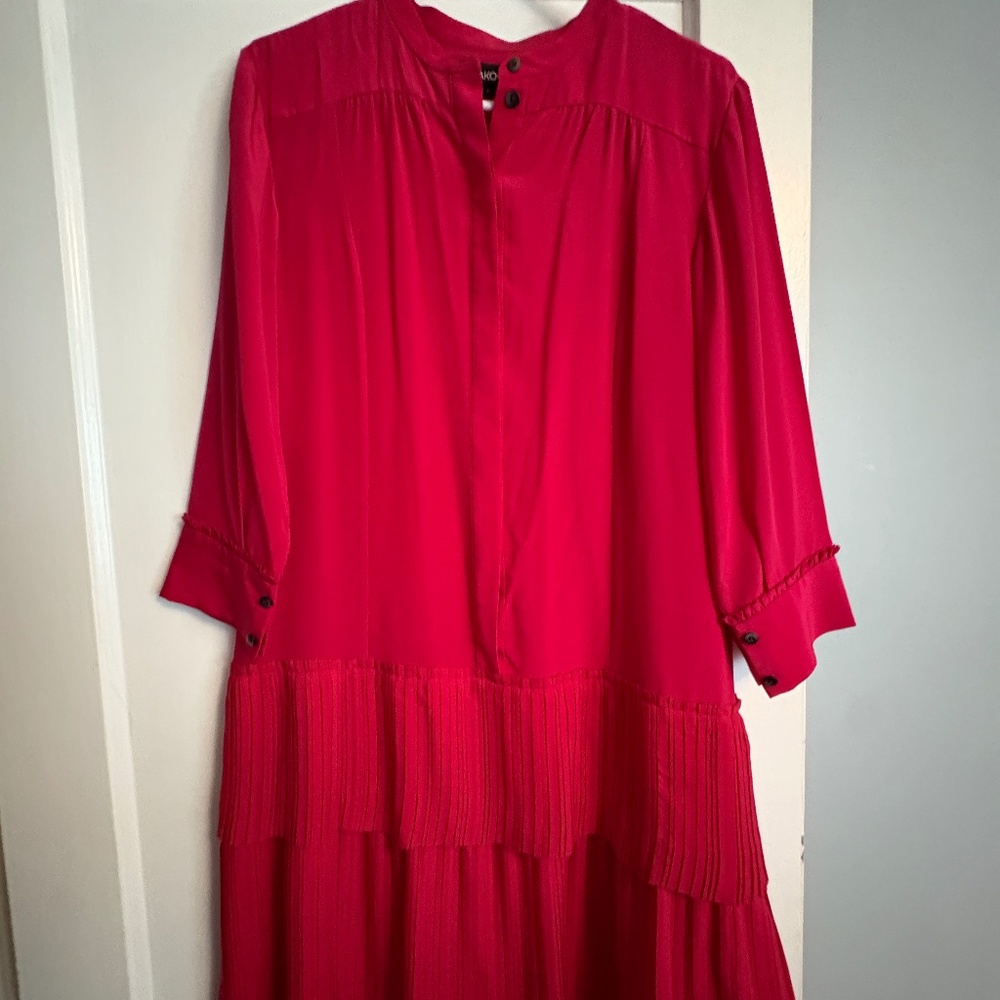Thakoon Tiered Pleated Silk Cocktail Dress Pink Size 6